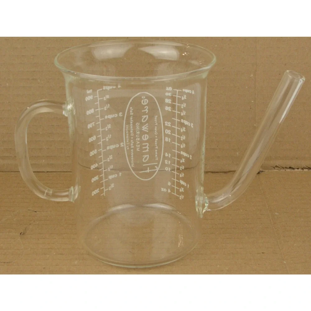 Catamount Flameware Glass Measuring Pitchers 4 Cup Set of 2 w/ Strainer